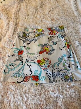 Callaway White Skort with Navy Trim and Multicolor Paisley Print